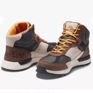 NIB Timberland Trekker Fabric and Leather Hikers Brown Waterproof Field Boots